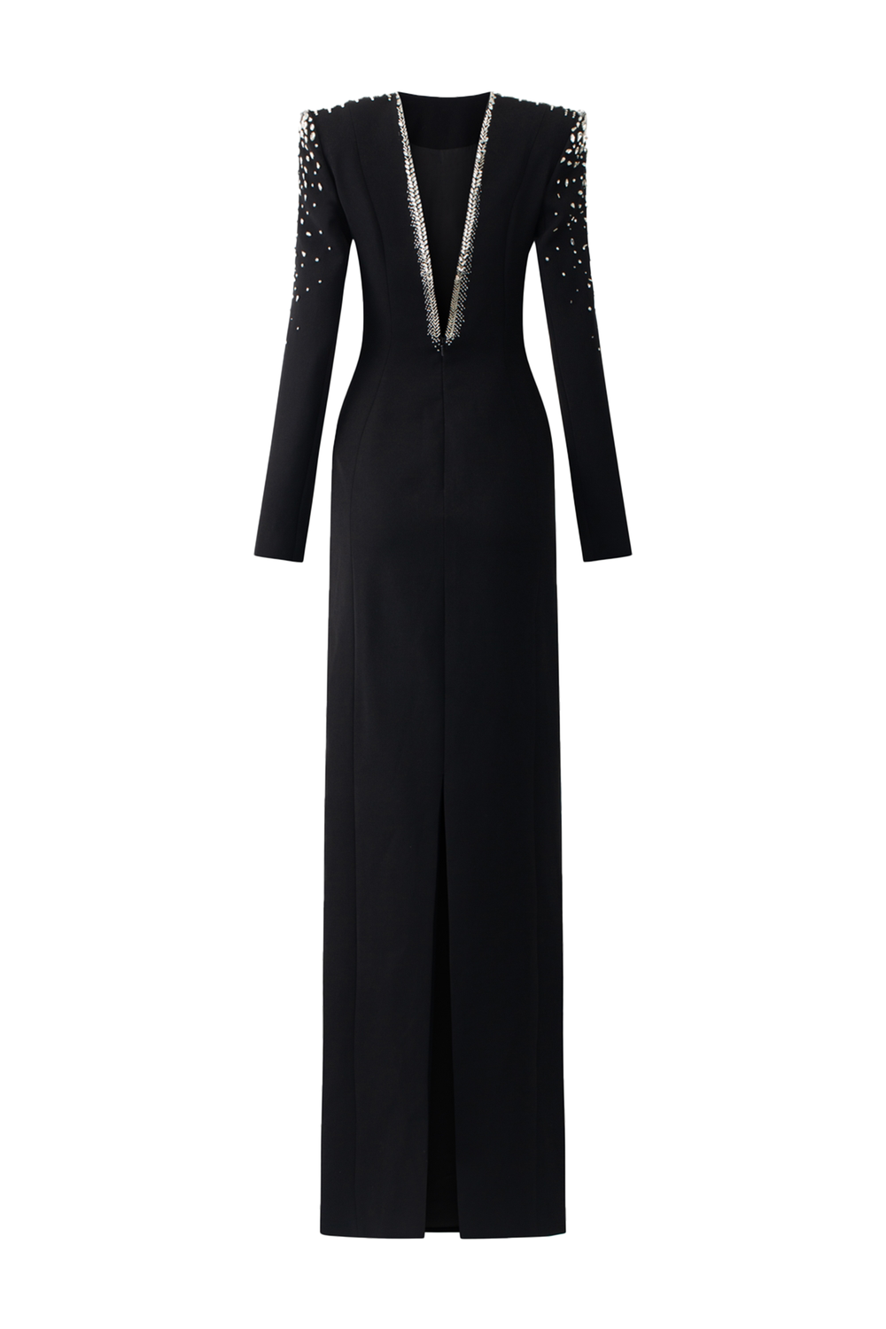 Long Sleeve Open Back Dress - TRACY COUTURE